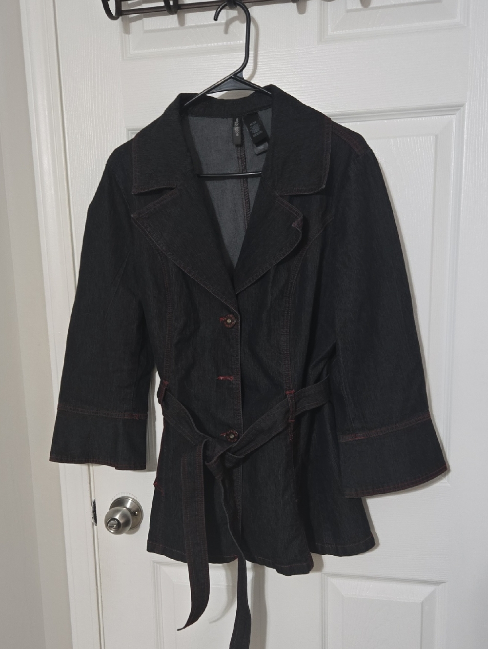 Dark Denim Women’s Belted Jacket And skirt.
